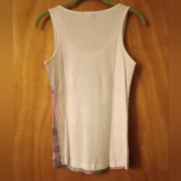 Cool Attitude XL Cotton Pink Multi Sequin Front Floral Design Ribbed Tank - Picture 3 of 7